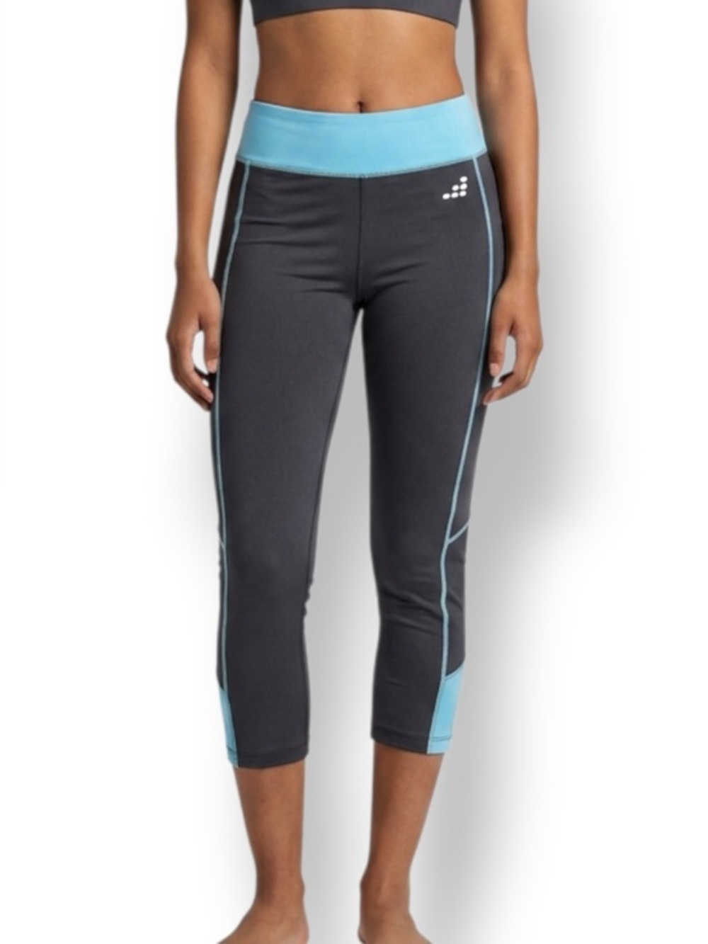 4/$20 BCG Black Aqua Colorblock Capri Workout Leggings Size Small